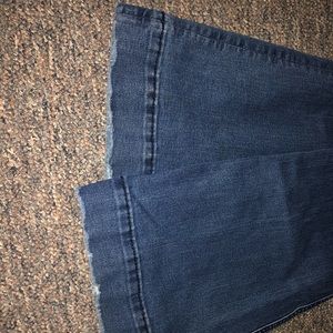 Light washed flare trousers